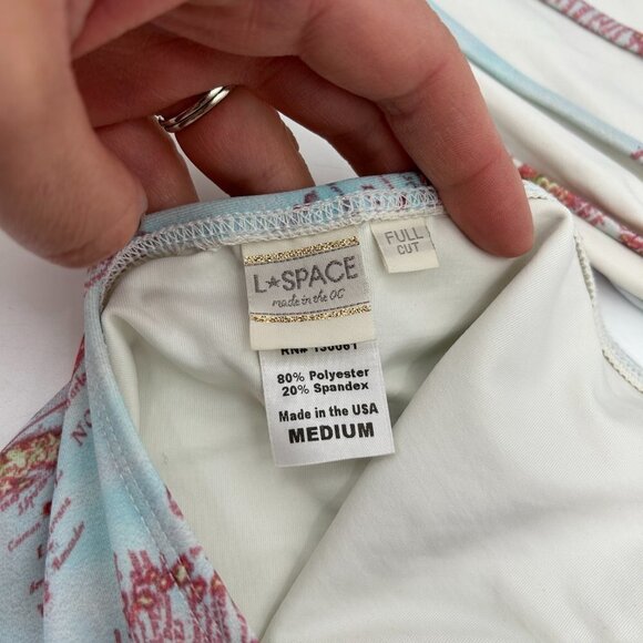 L*SPACE Blue Red White Reversible World Map Bikini Set Size Medium - Picture 7 of 7